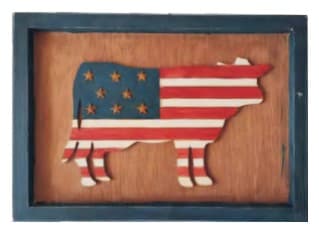 Framed Wall Plaque with Stars-and-Stripes Cow Cutout thumbnail 1