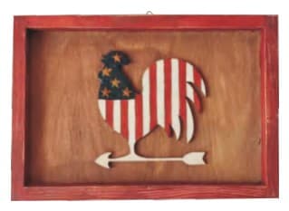 Framed Wall Plaque with Stars-and-Stripes Rooster Cutout 缩略图 1