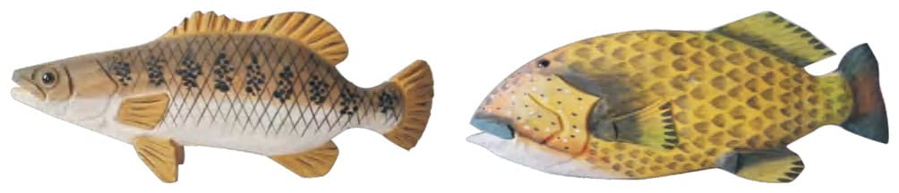 Hand-Painted Carved Fish Wall Plaques, 2 Designs (Perch and Grouper Style) 缩略图 1