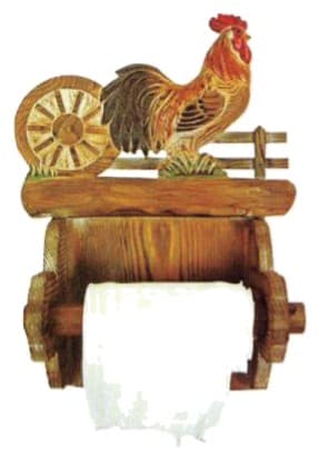 Carved Rooster Wall Paper Towel Holder, Rustic Finish 缩略图 1