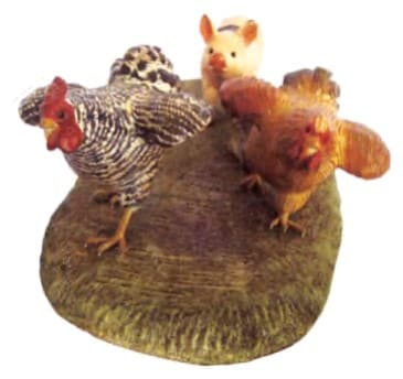Hand-Finished Chickens on Grass Mound Figurine thumbnail 1