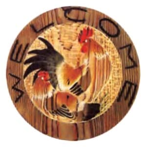 Round Carved Rooster Welcome Wall Plaque thumbnail 1