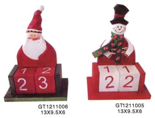 Carved Christmas Countdown Calendar Blocks with Santa and Snowman Toppers, 2 Designs 缩略图 1