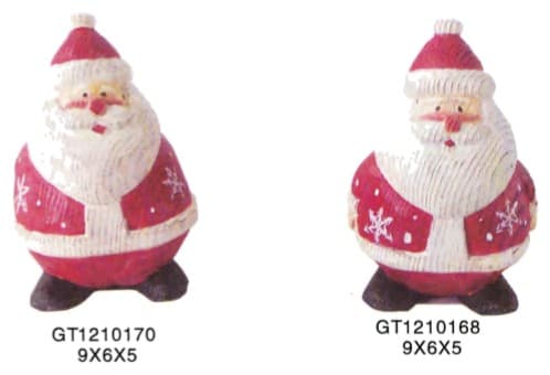 Hand-Painted Carved Round Santa Figurines, 2 Designs thumbnail 1