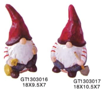 Hand-Painted Carved Gnome Figurines with Red Hats, 2 Designs thumbnail 1