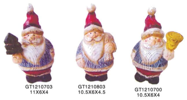Hand-Painted Carved Santa Figurines with Tree, Sack or Bell, 3 Designs 缩略图 1