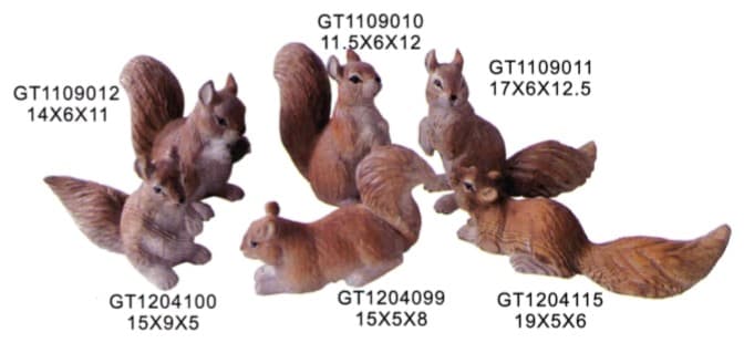 Hand-Finished Red Squirrel Figurines, Painted, Assorted Poses thumbnail 1