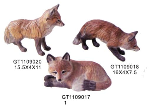Hand-Finished Red Fox Figurines, Painted, 3 Poses 缩略图 1