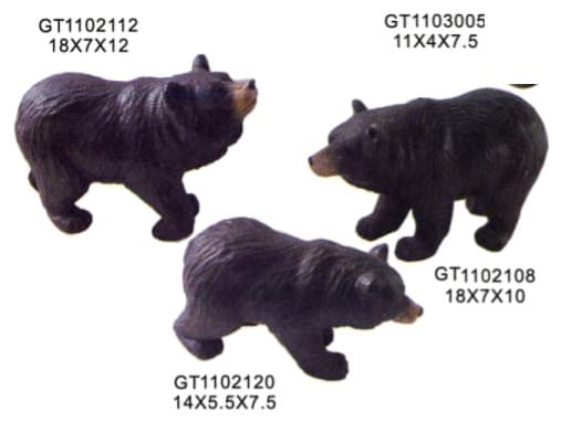 Hand-Finished Black Bear Figurines, Painted, 3 Poses thumbnail 1