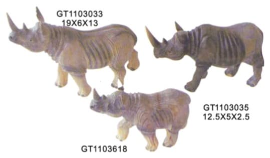 Hand-Finished Rhinoceros Figurines, Painted, 3 Designs thumbnail 1
