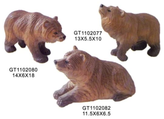 Hand-Finished Brown Bear Figurines, Painted, 3 Poses thumbnail 1
