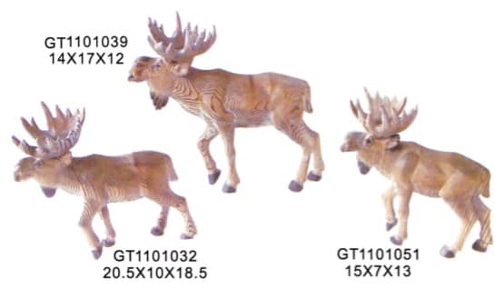 Hand-Finished Standing Elk and Moose Figurines, Painted, 3 Designs 缩略图 1