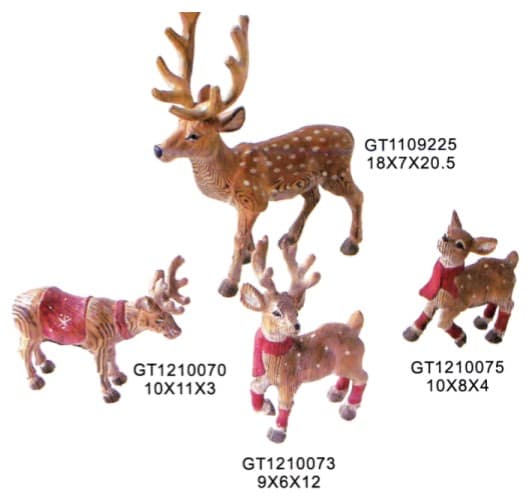 Hand-Finished Spotted Deer and Christmas Scarf Deer Figurines, 4 Designs thumbnail 1