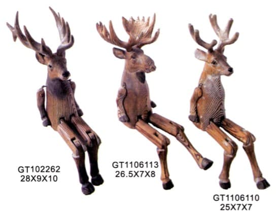 Carved Deer and Moose Shelf Sitters with Jointed Legs, 3 Designs thumbnail 1