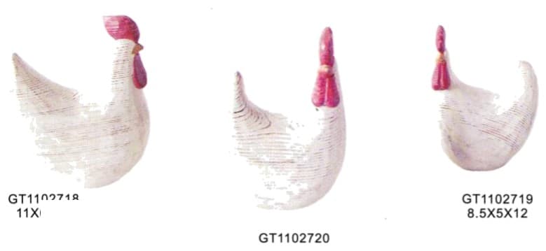 Hand-Finished White Hen Figurines, Painted, 3 Designs 缩略图 1