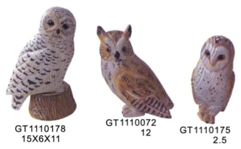 Hand-Finished Owl Figurines, Painted, 3 Designs 缩略图 1