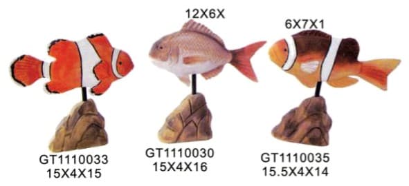 Hand-Painted Carved Tropical Fish on Rock Base, 3 Designs thumbnail 1