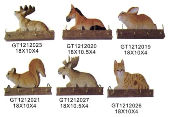Carved Wooden Animal Wall Hook Racks, 6 Designs thumbnail 1