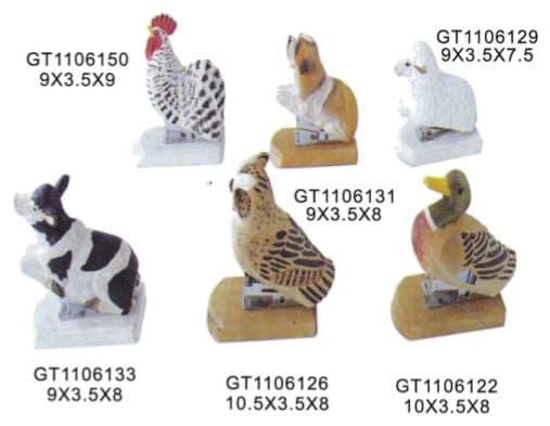 Hand-Painted Carved Wooden Animal Figurines on White Base, 6 Designs thumbnail 1