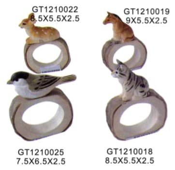 Carved Wooden Napkin Rings with Animal Toppers, 4 Designs thumbnail 1