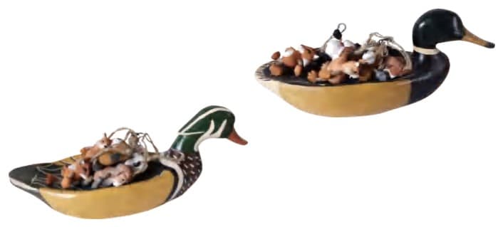 Carved Wooden Mallard Duck-Shaped Trays, 2 Designs 缩略图 1