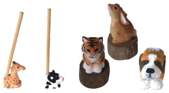 Hand-Carved Wooden Animal Figures on Stumps and Sticks, Assorted Designs thumbnail 1
