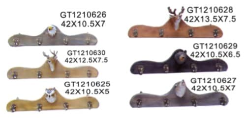 Carved Wooden Animal Wall Hook Racks, Long, 6 Designs thumbnail 1
