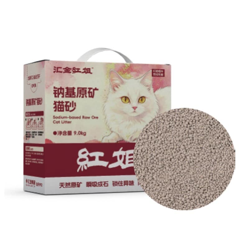 Huijin Sister Hong Sodium Bentonite Raw-Ore Cat Litter, Clumping, 9 kg (19.8 lb) Box