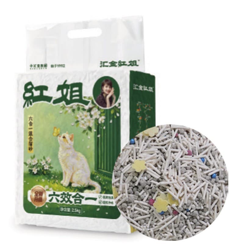 Huijin Sister Hong 6-in-1 Mixed Cat Litter, Clumping, 2.5 kg (5.5 lb) Bag