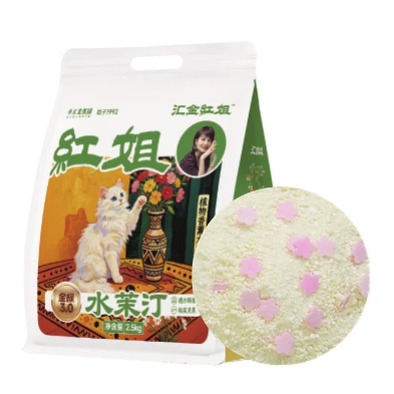 Huijin Sister Hong Plant-Scented Cassava Cat Litter, Clumping, 2.5 kg (5.5 lb) Bag