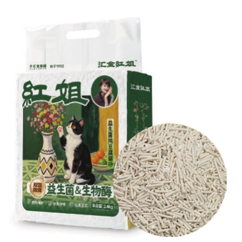 Huijin Sister Hong Probiotic Tofu Cat Litter, Clumping, 2.4 kg (5.3 lb) Bag