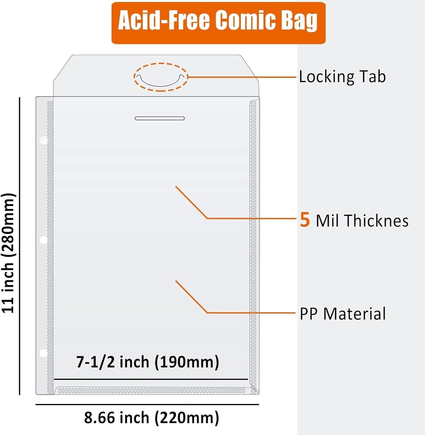 3-Ring Comic Book Sleeves, 7.5 x 11 in, Top-Loading