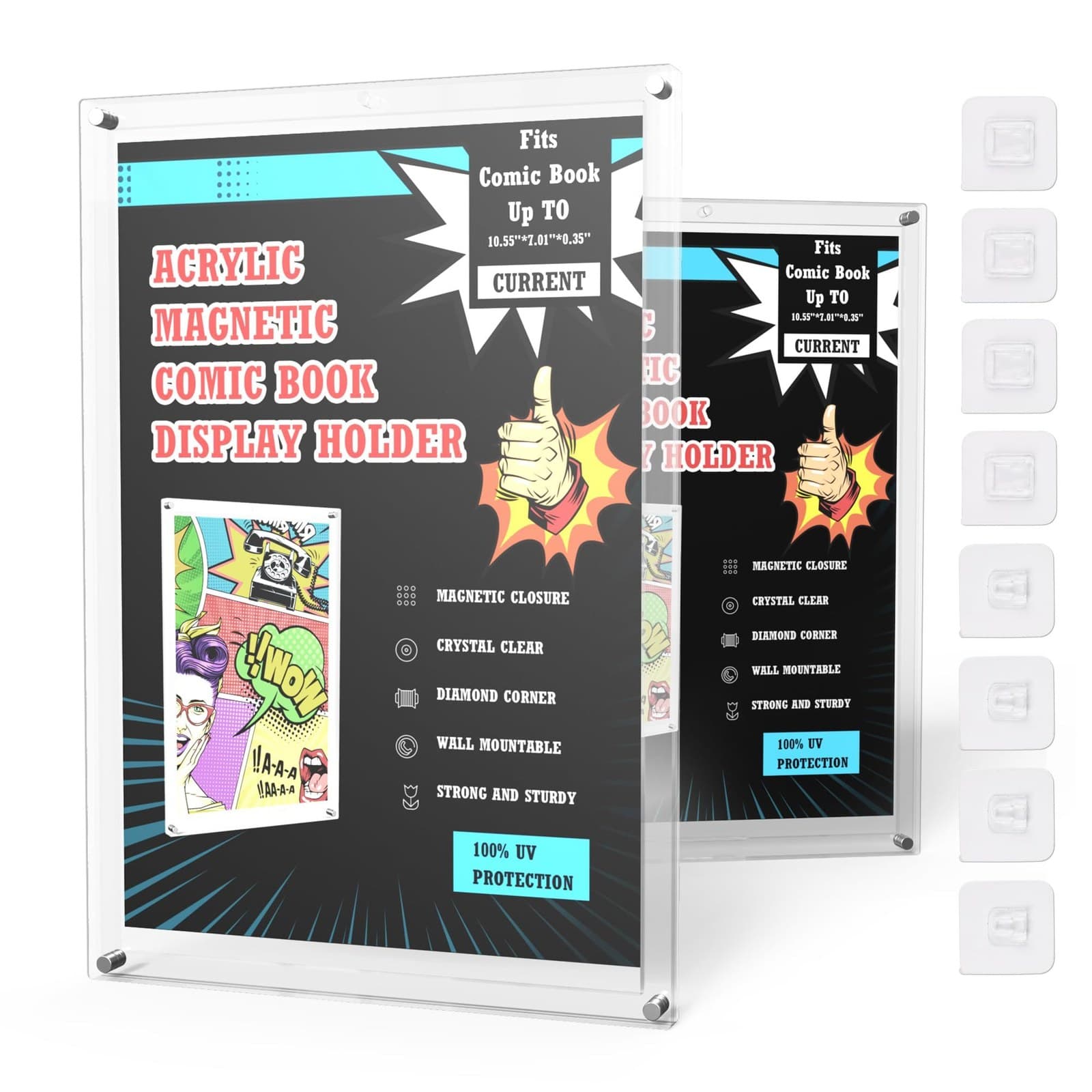 Magnetic Acrylic Comic Book Display Frame, Wall-Mountable