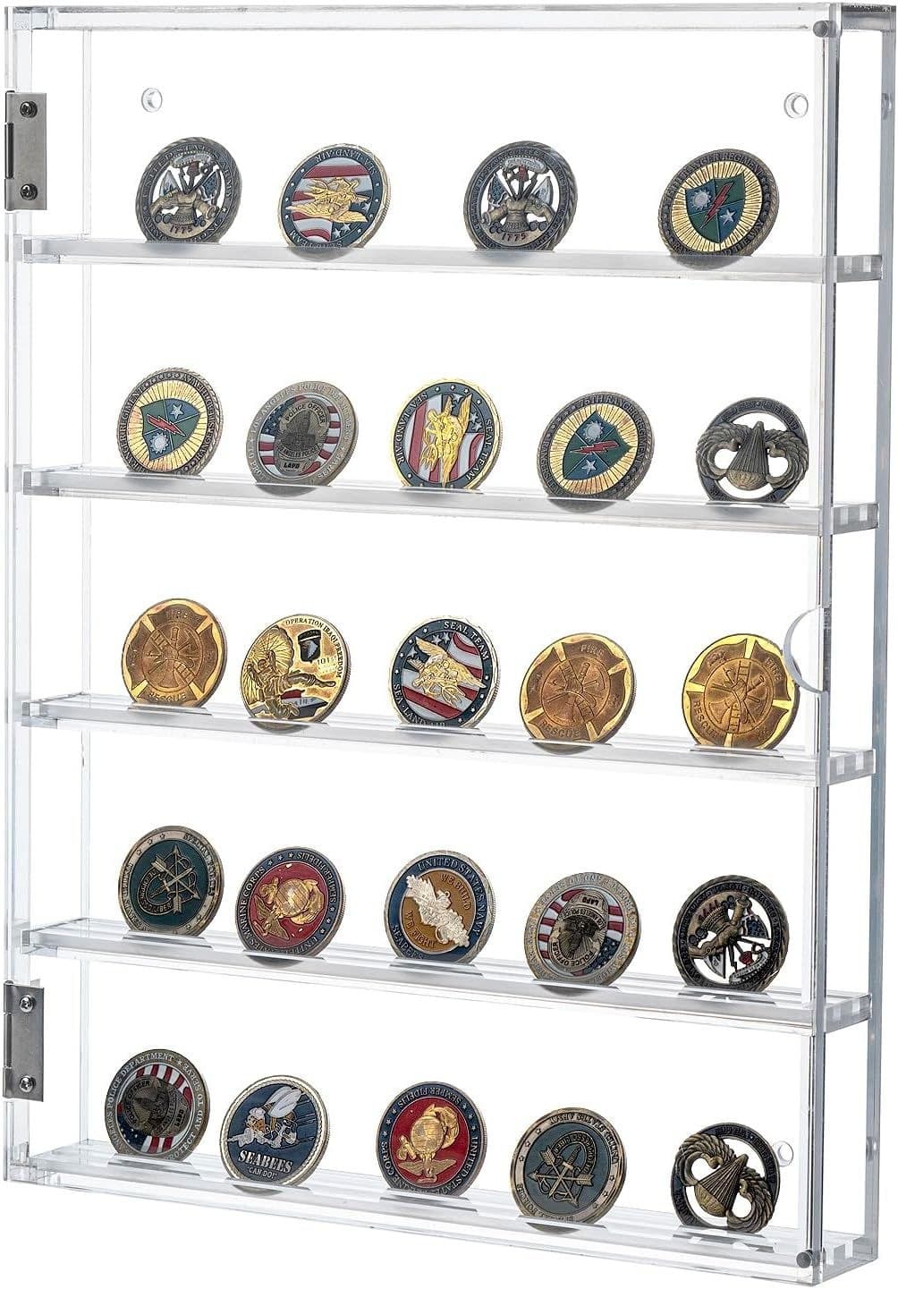 Wall-Mounted Acrylic Challenge Coin Display Case, 11.6 x 15.2 in, Magnetic Door