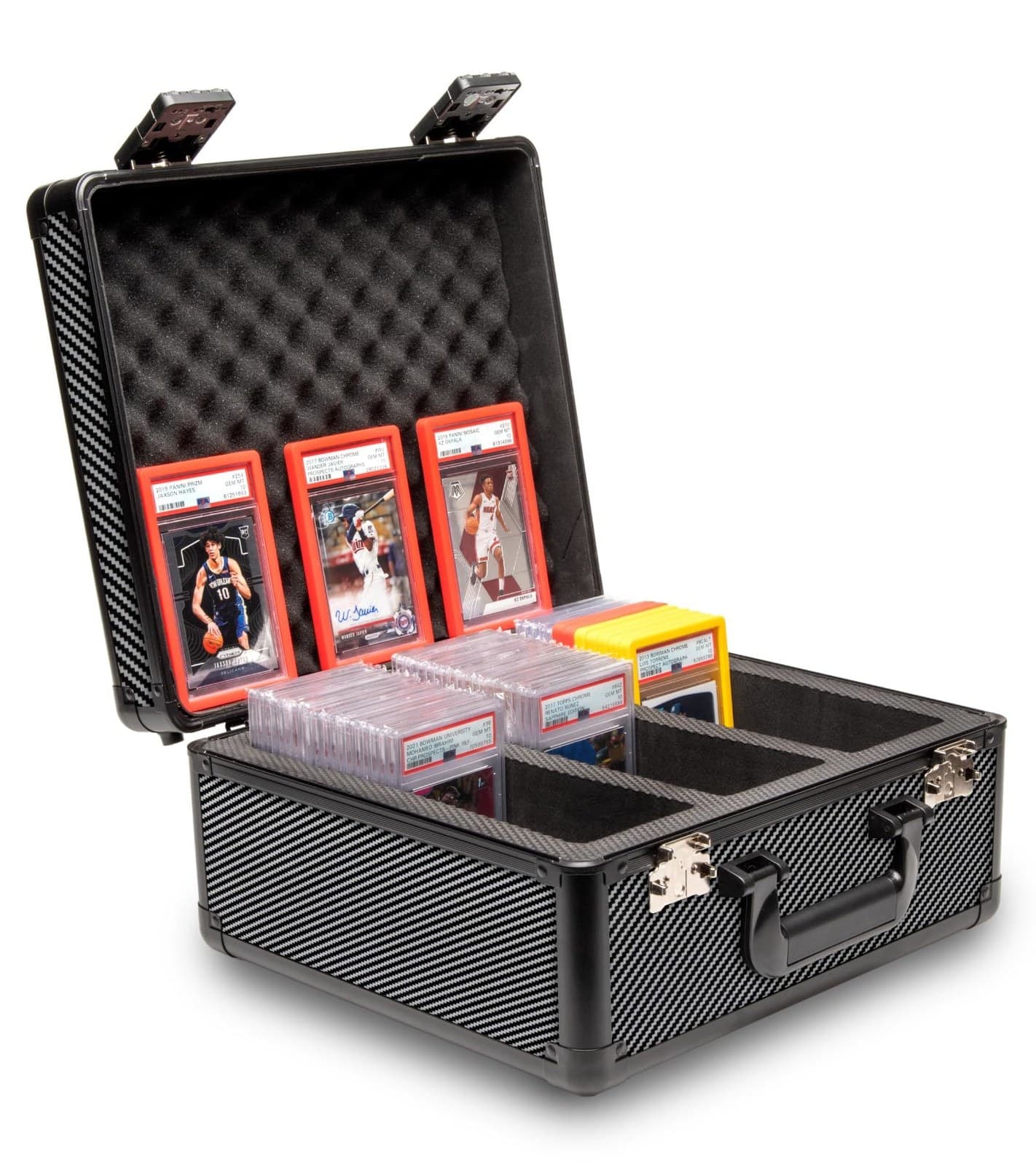 Aluminum Briefcase-Style Graded Card Case with Lock, Multiple Colors
