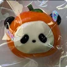 Squishy Panda Fruit Stress Toy – Panda in Orange, Fidget Squeeze Toy, 7.5 × 7.5 × 4 cm
