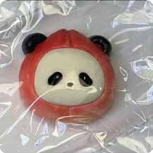 Squishy Panda Fruit Stress Toy – Panda in Peach, Fidget Squeeze Toy, 7 × 7 × 3.6 cm