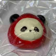 Squishy Panda Fruit Stress Toy – Panda in Strawberry, Fidget Squeeze Toy, 7 × 7 × 3.6 cm