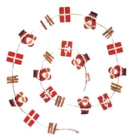 Carved Wooden Christmas Garland with Santa, Gift and Flag Charms