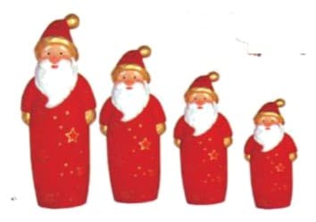 Hand-Painted Carved Wooden Santa Claus Figurine Set, 4 Graduated Sizes