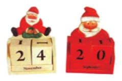Carved Wooden Santa Christmas Countdown Calendar Blocks, 2 Designs
