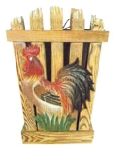 Carved Wooden Rooster Slatted Crate Wall Box