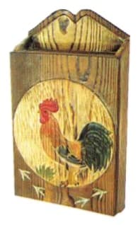 Carved Wooden Rooster Wall Letter Holder, Rustic Finish