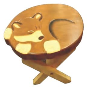 Painted Kids Stool with Sleeping Bear Design