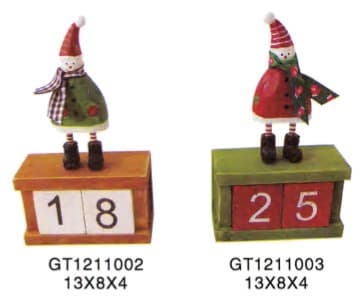 Carved Christmas Countdown Calendar Blocks with Snowman and Santa, 2 Designs