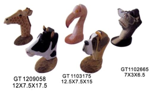 Hand-Carved Wooden Animal Head Phone Stands, Assorted Designs