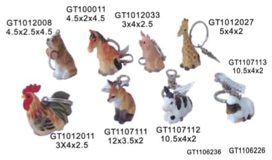 Hand-Carved Wooden Animal Keychains, 8 Designs
